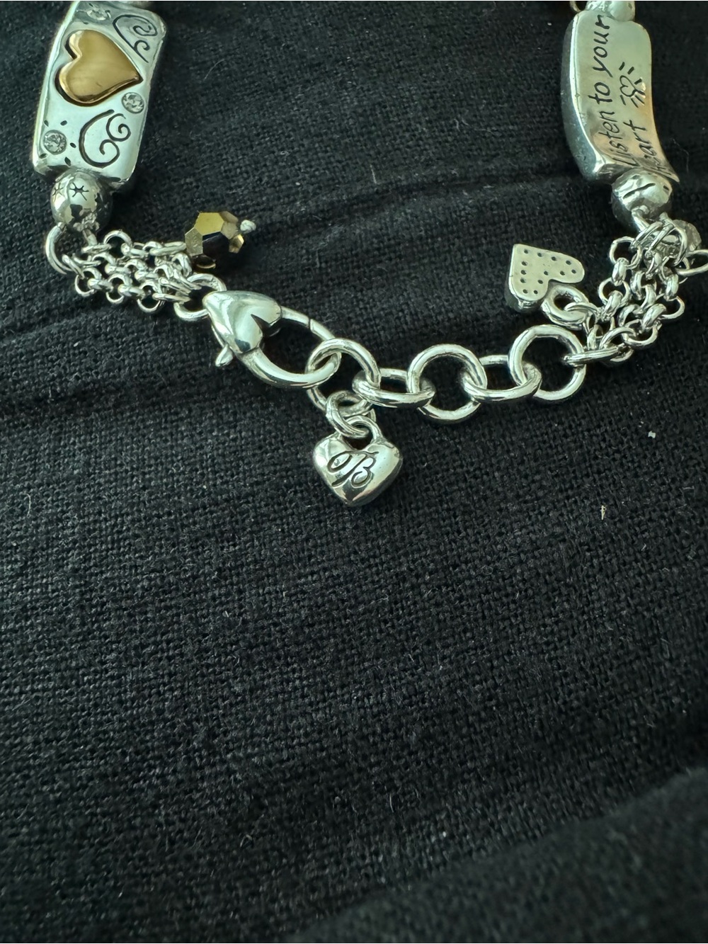 Brighton Two-Tone Heart Charm Bracelet in Silver and Gold - Picture 5 of 5